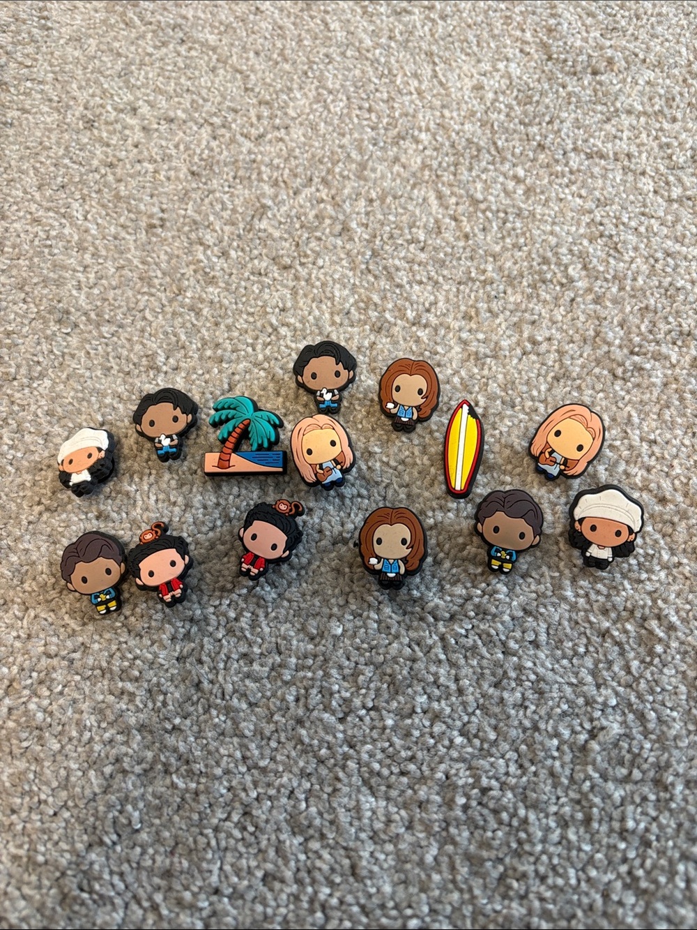 Assorted Friend TV Character Shoe Charms - Blue, Yellow, Brown, Black, Cream